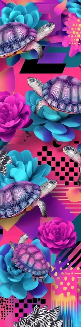 Free turtle bookmark featuring pink memphis turtles